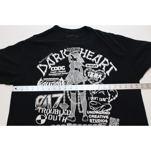KAIJU017 Dark Heart Troubled Youth Black T-Shirt Men's Graphic Shirt size XL - Picture 5 of 9